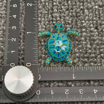 Enamel Turtle Brooch: Blue