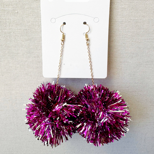 Tinsel Earrings - Magenta
