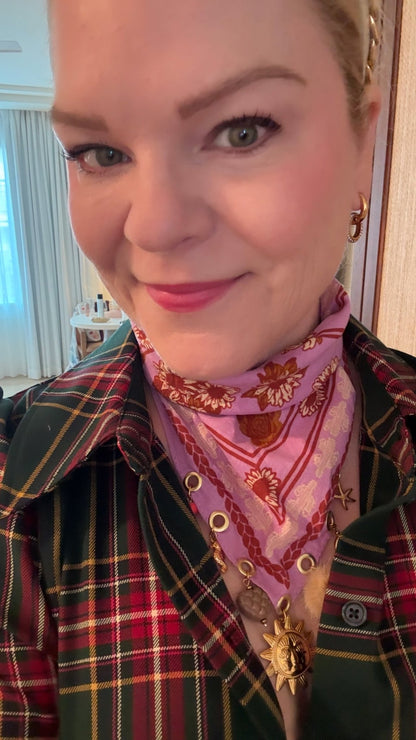 Bandana Neckerchief Charm Necklace, Orchid Pink