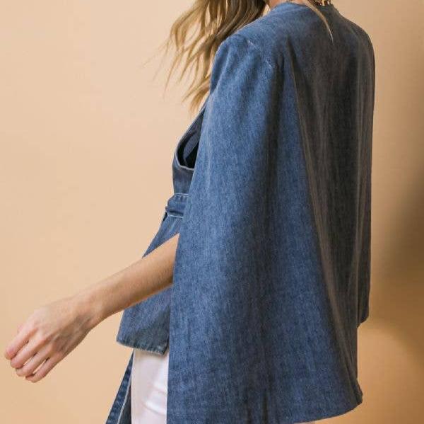 Landyn Washed Denim Capelet