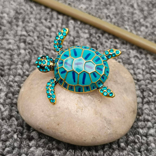 Enamel Turtle Brooch: Blue