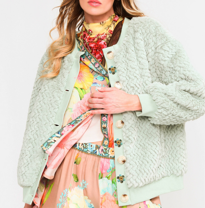 Natasha Faux Fur Jacket, Winter Mint