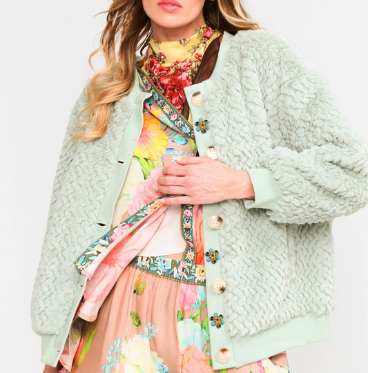 Natasha Faux Fur Jacket, Winter Mint
