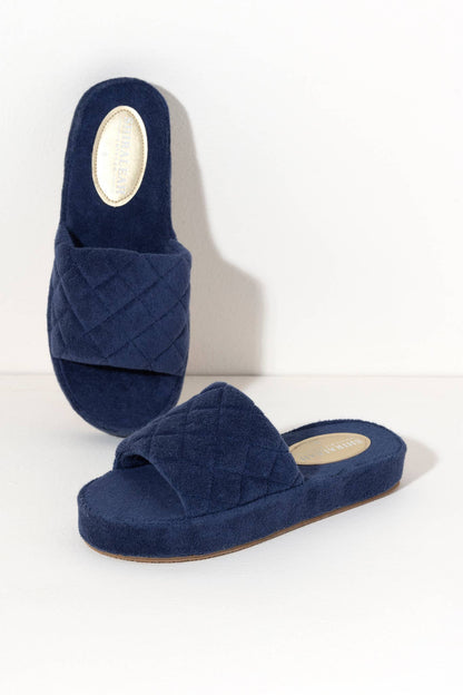 Navy Blue Terrycloth Pool Slides