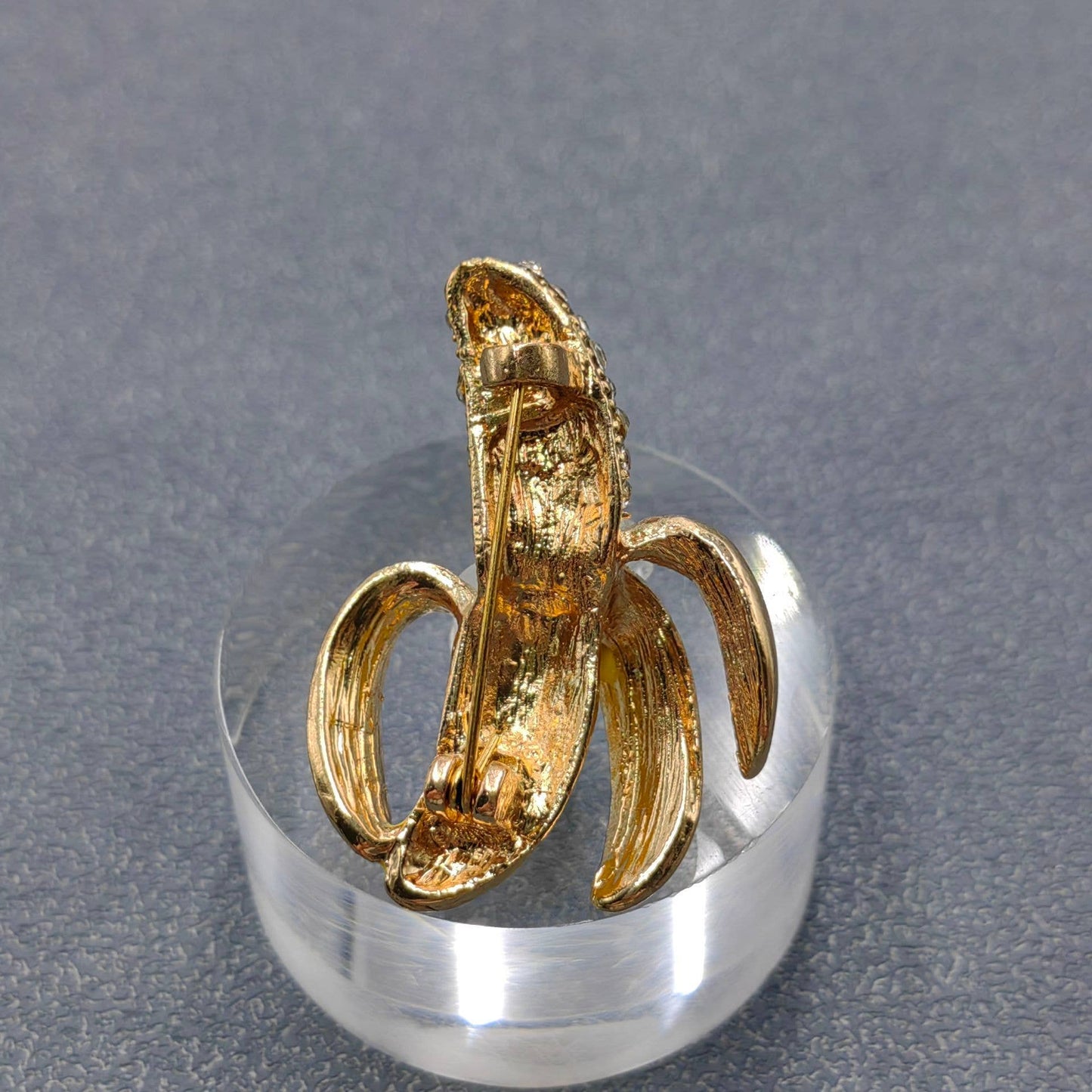 Enamel Half Skinned Banana Brooch Inlaid with Rhinestone