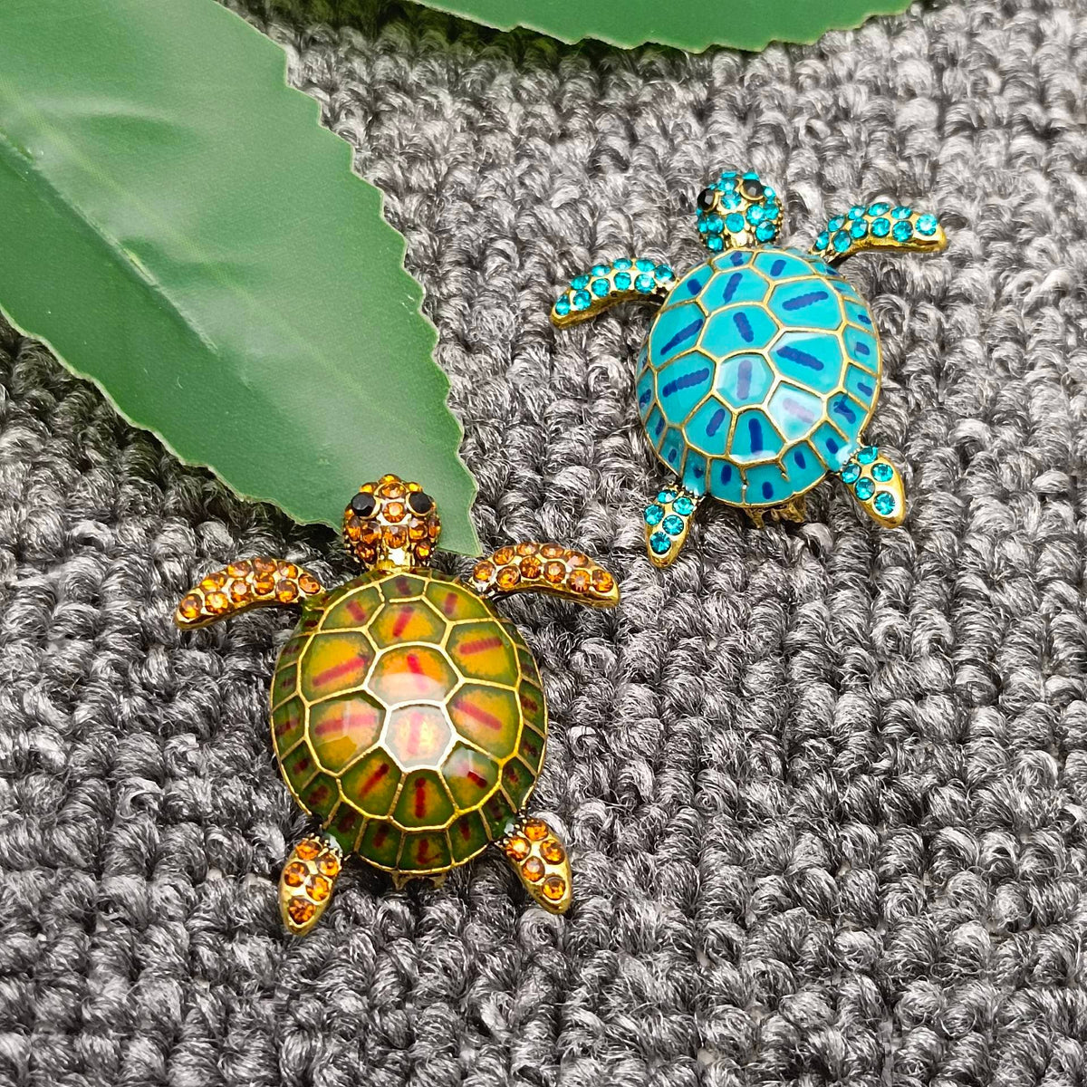 Enamel Turtle Brooch: Blue