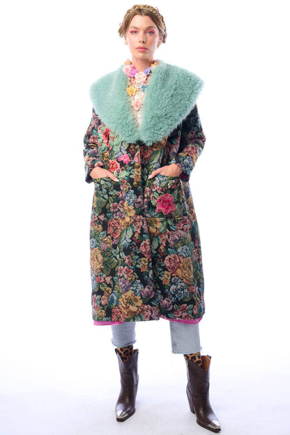 Isabel Coat: Black Floral Jacquard / L