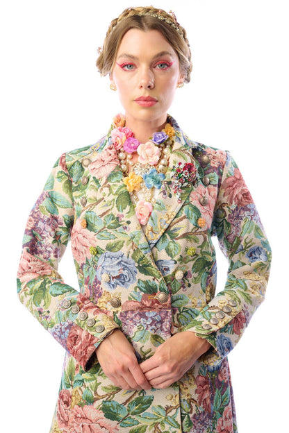 Floral Jacquard Statement Coat