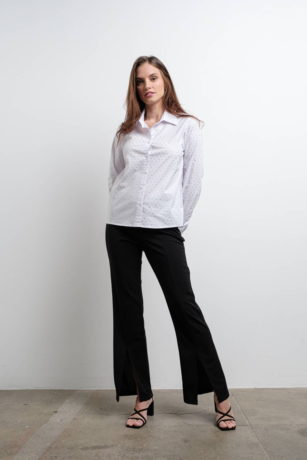 Rhinestone Embellished Poplin Shirt