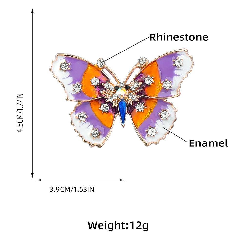 Rhinestone Enamel Butterfly Brooch Pin for Clothes: Butterfly