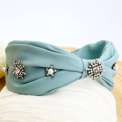 Bejeweled Headband, Pale Blue