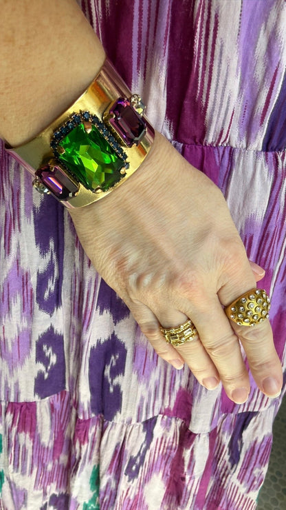 Antique Gold Crystal Statement Cuff