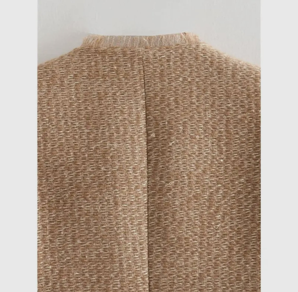 Beige tweed blazer with gold buttons 