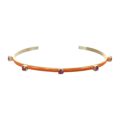 orange enamel cuff with purple crystals