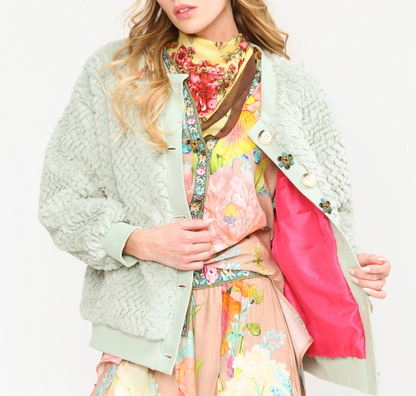 Natasha Faux Fur Jacket, Winter Mint