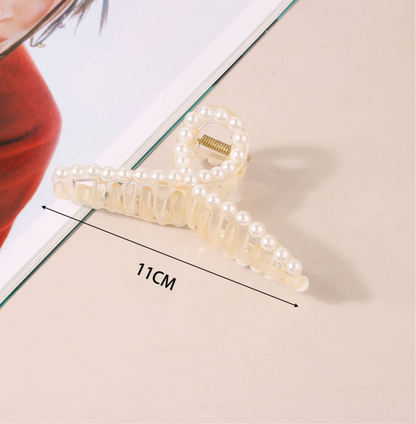 Large Pearl Embellished Hair Claw Clip