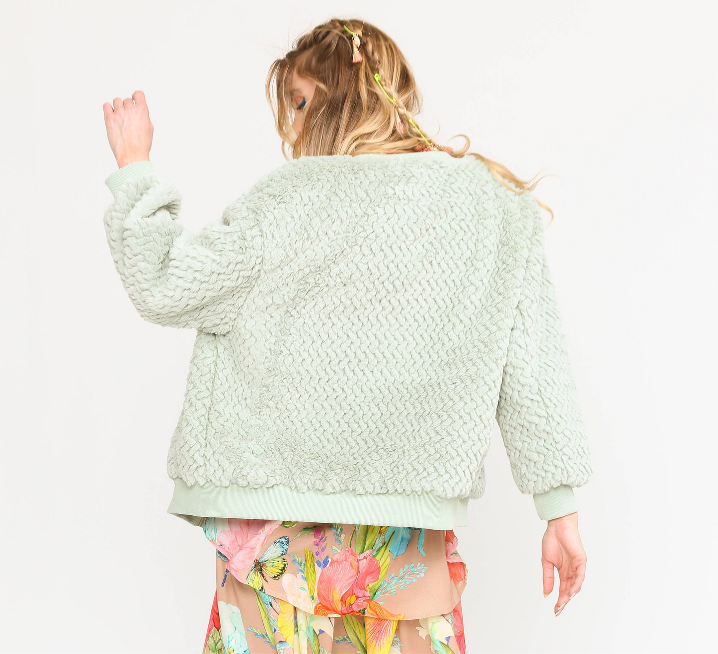 Natasha Faux Fur Jacket, Winter Mint