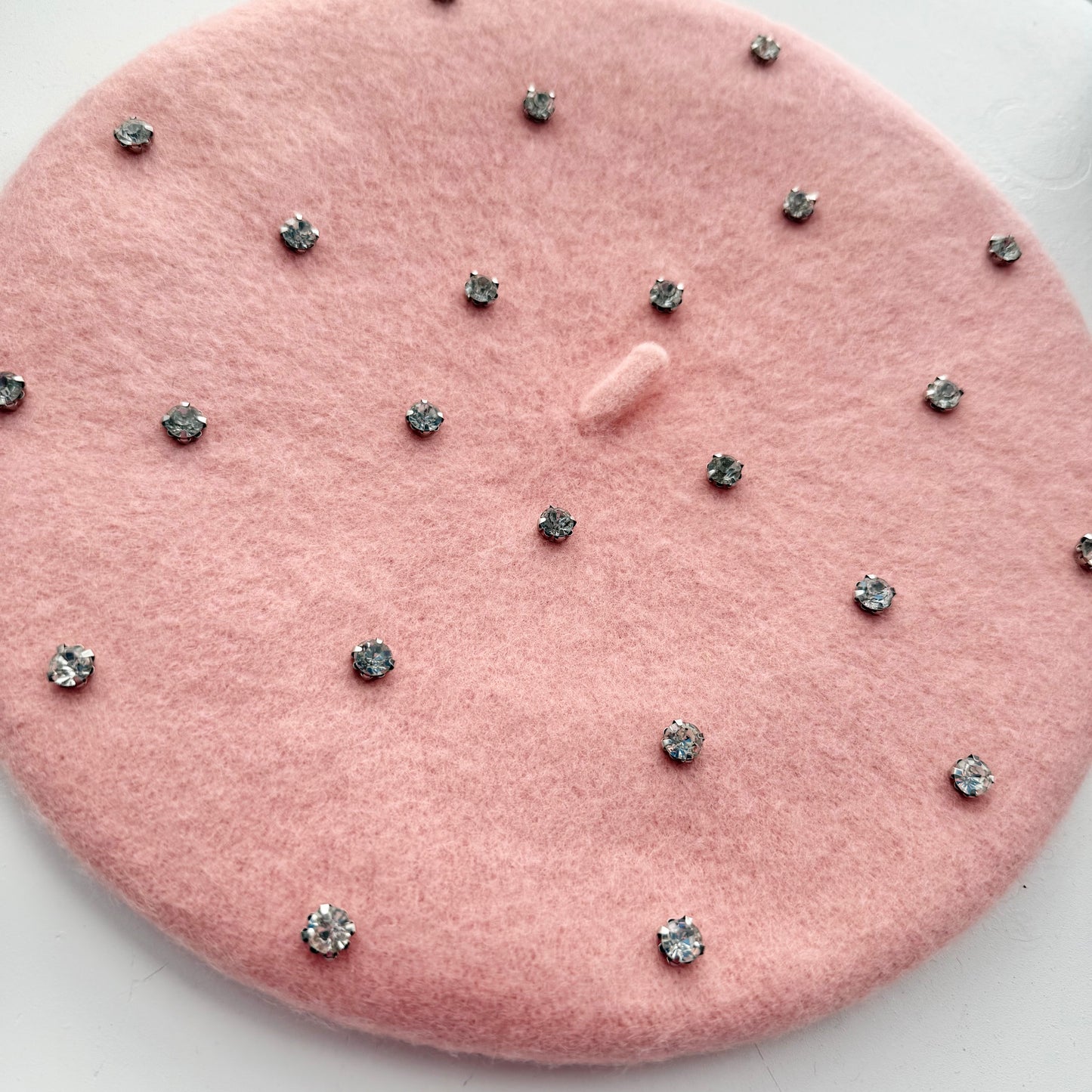 Rhinestone Beret, Light Pink