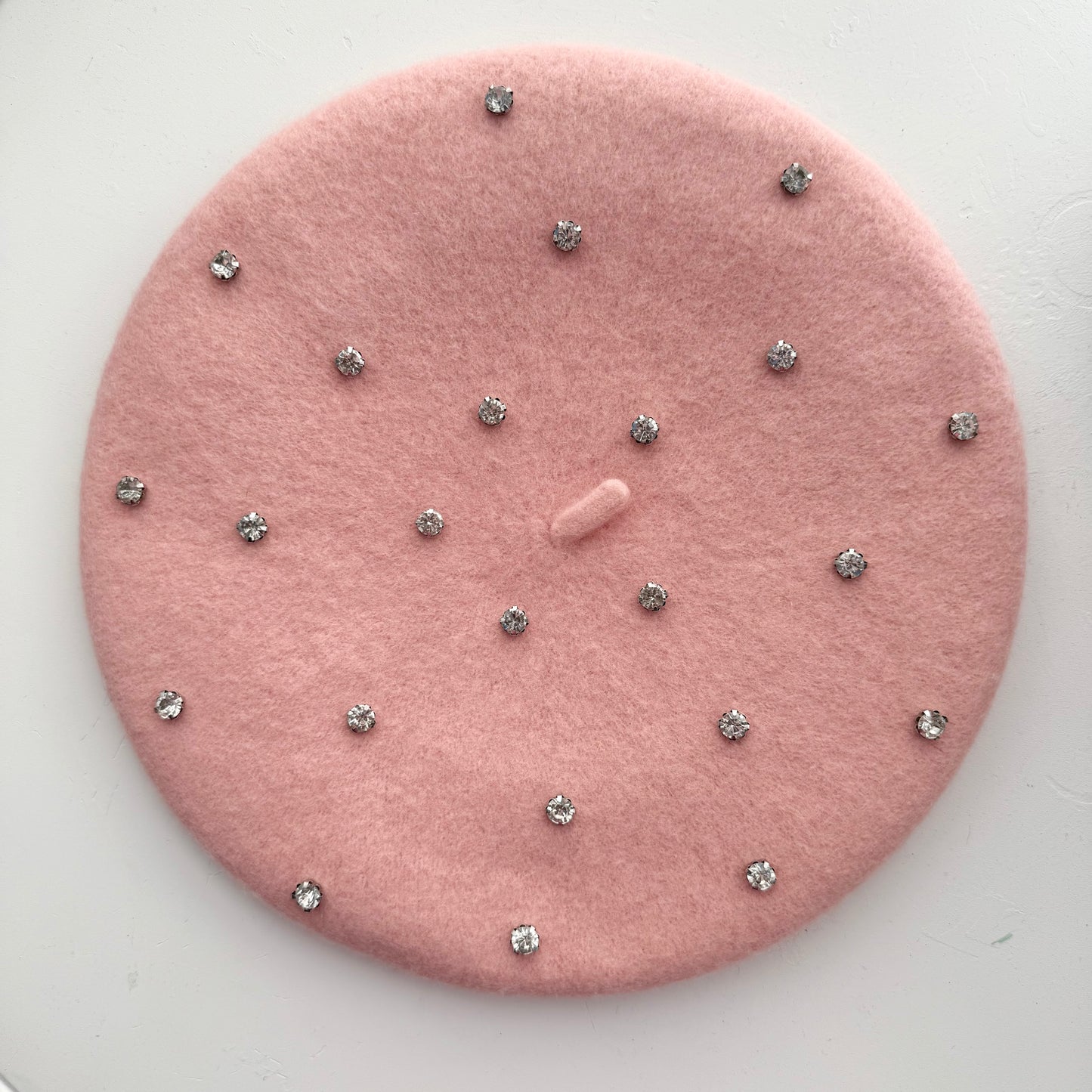 Rhinestone Beret, Light Pink