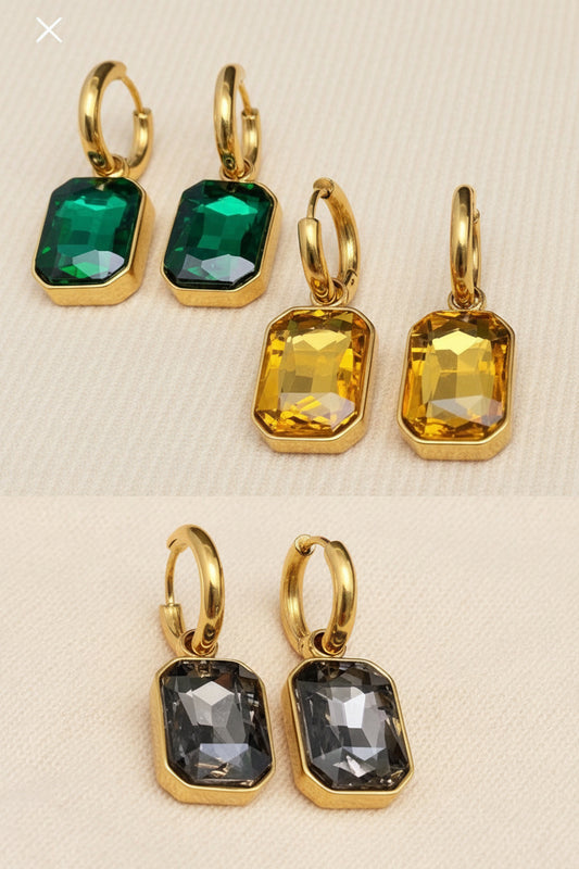 Crystal Gem Huggie Earrings