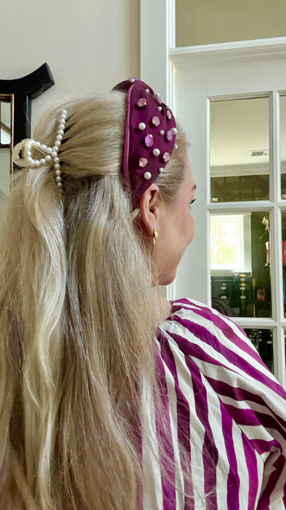 Large Pearl Embellished Hair Claw Clip