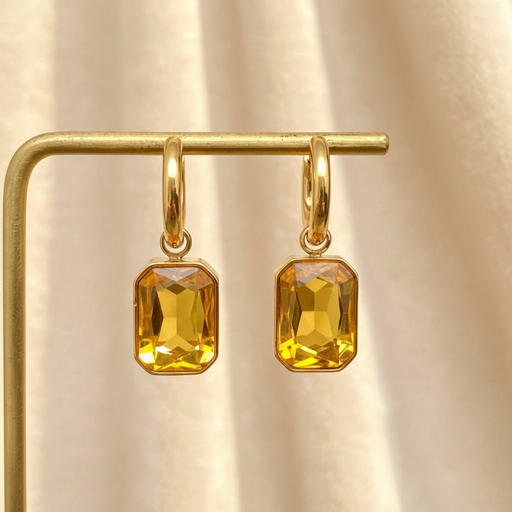 Crystal Gem Huggie Earrings