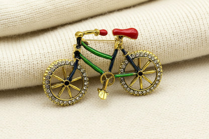 Vintage Bicycle Crystal Brooch