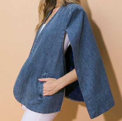 Landyn Washed Denim Capelet