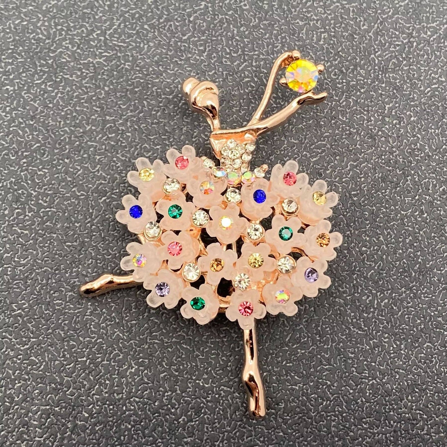 Elegant Ballet Girl Brooch: Black