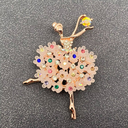 Elegant Ballet Girl Brooch: Black