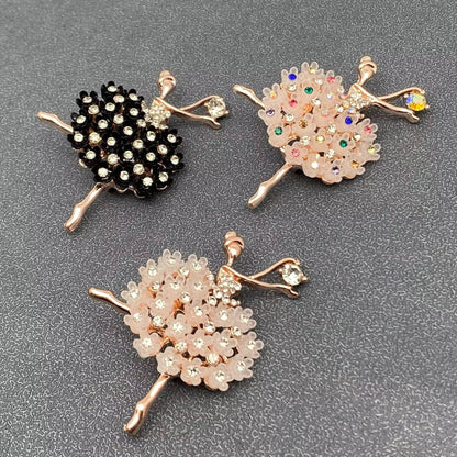 Elegant Ballet Girl Brooch: Black