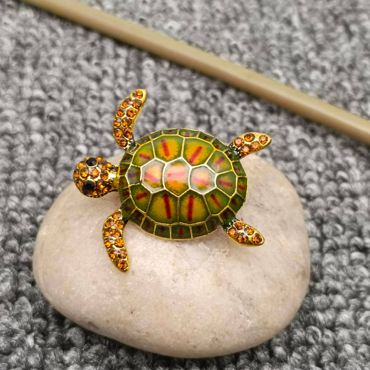 Enamel Turtle Brooch: Blue