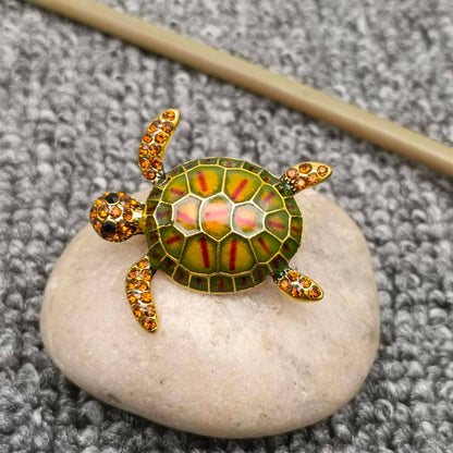 Enamel Turtle Brooch: Blue