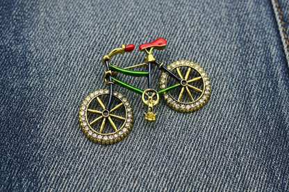 Vintage Bicycle Crystal Brooch