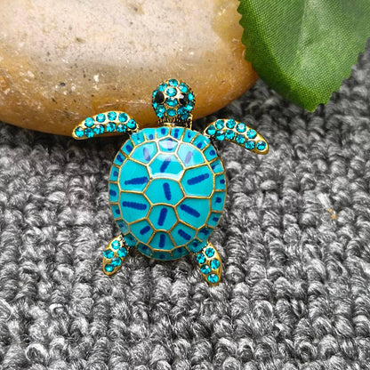 Enamel Turtle Brooch: Blue