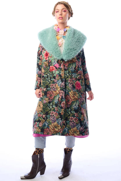 Isabel Coat: Black Floral Jacquard / L