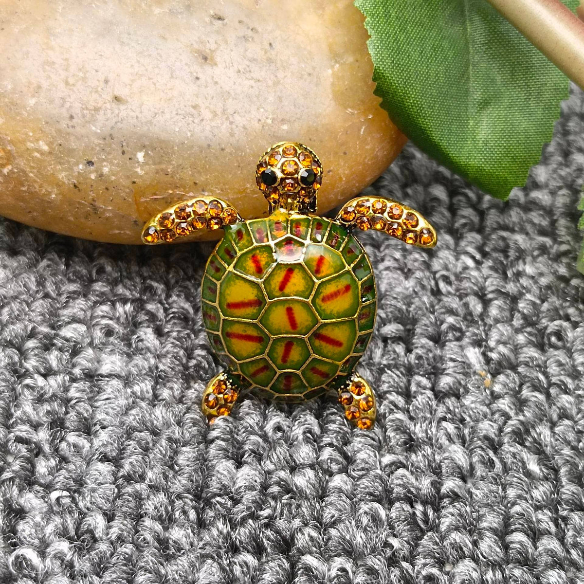 Enamel Turtle Brooch: Blue