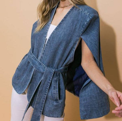 Landyn Washed Denim Capelet