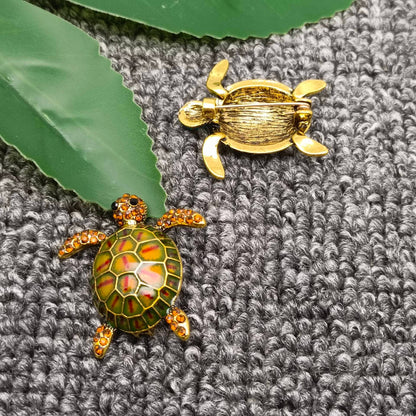 Enamel Turtle Brooch: Blue