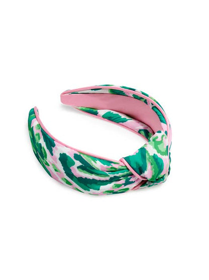 Watercolor Knotted Headband - Green and Pink
