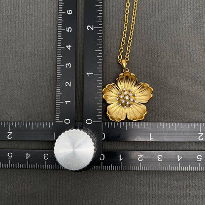 Flower Charm 18K Gold Plated Stainless Steel Necklace - FGS