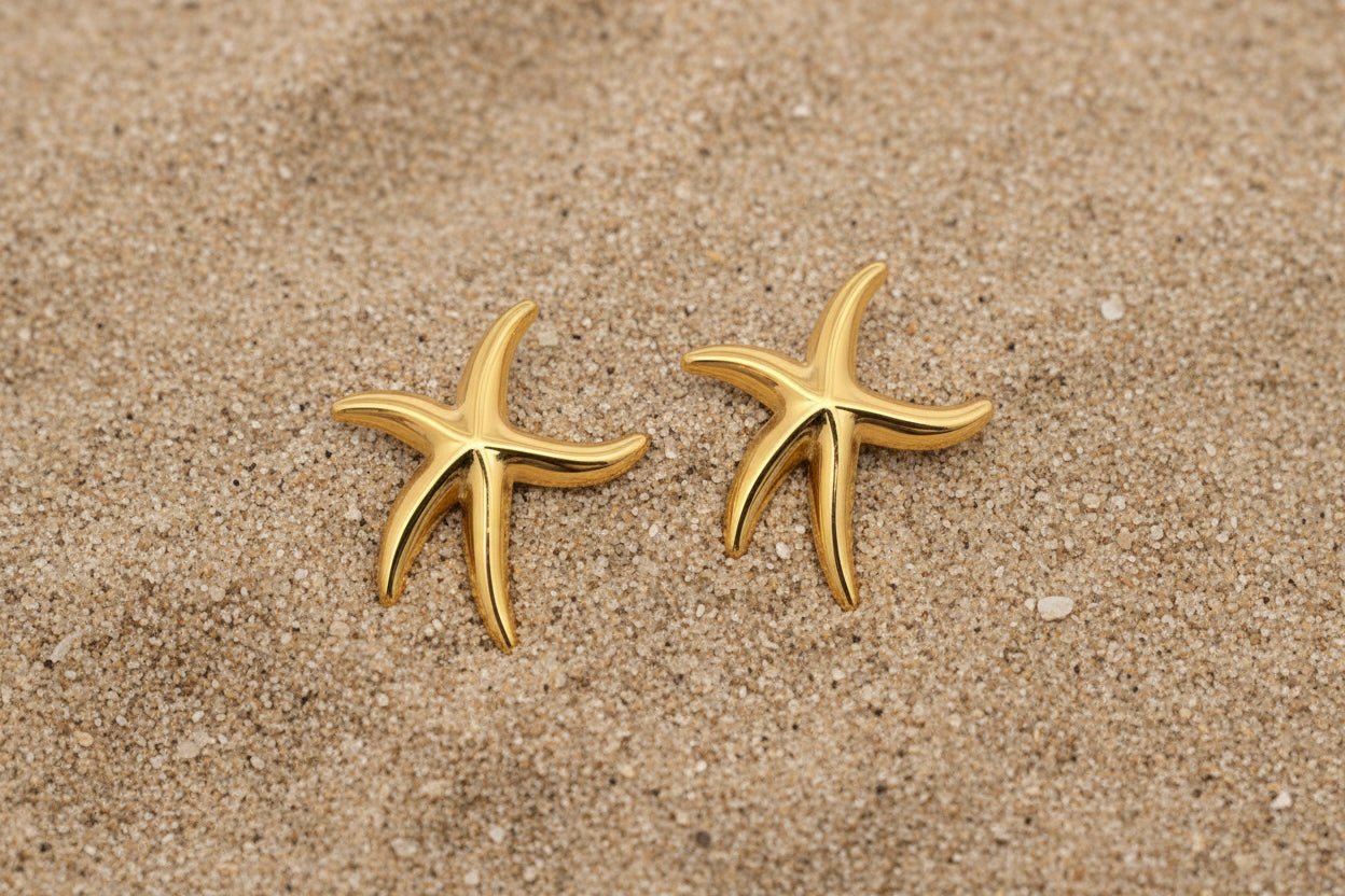 Gold Starfish Stud Earrings