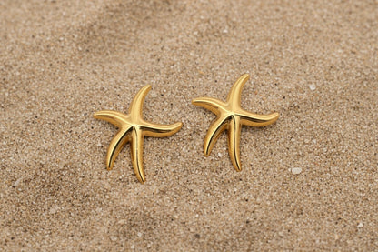 Gold Starfish Stud Earrings