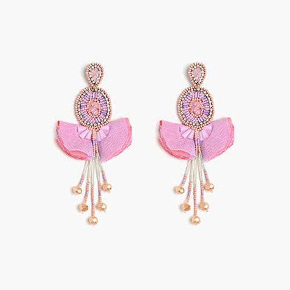 pink beaded dangle earrings