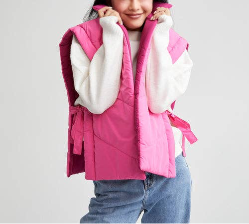 Kenzie Reversible Side-Tie Vest, Berry