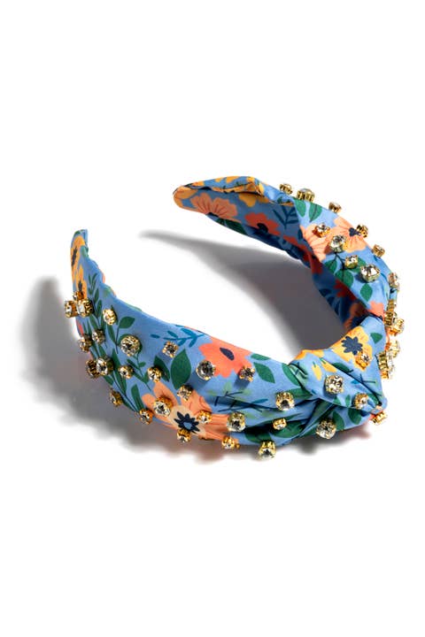 NWT Crystal Knotted Headband Floral Pattern, MULTIPLE COLORS AVAILABLE Floral Knotted Headband with Crystal Studs - Blue & Indigo  main image 4