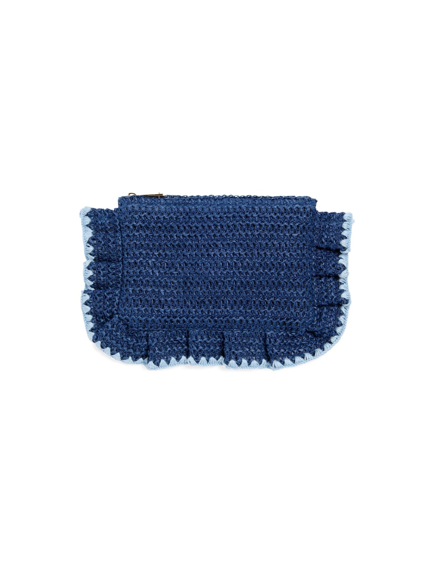 Blue textured pouch on a white background